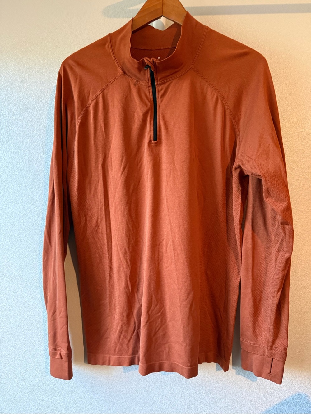 Fabletics Men's Quarter-Zip Pullover in Rust Orange